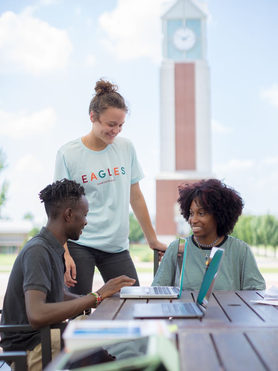 Students talking outdoors