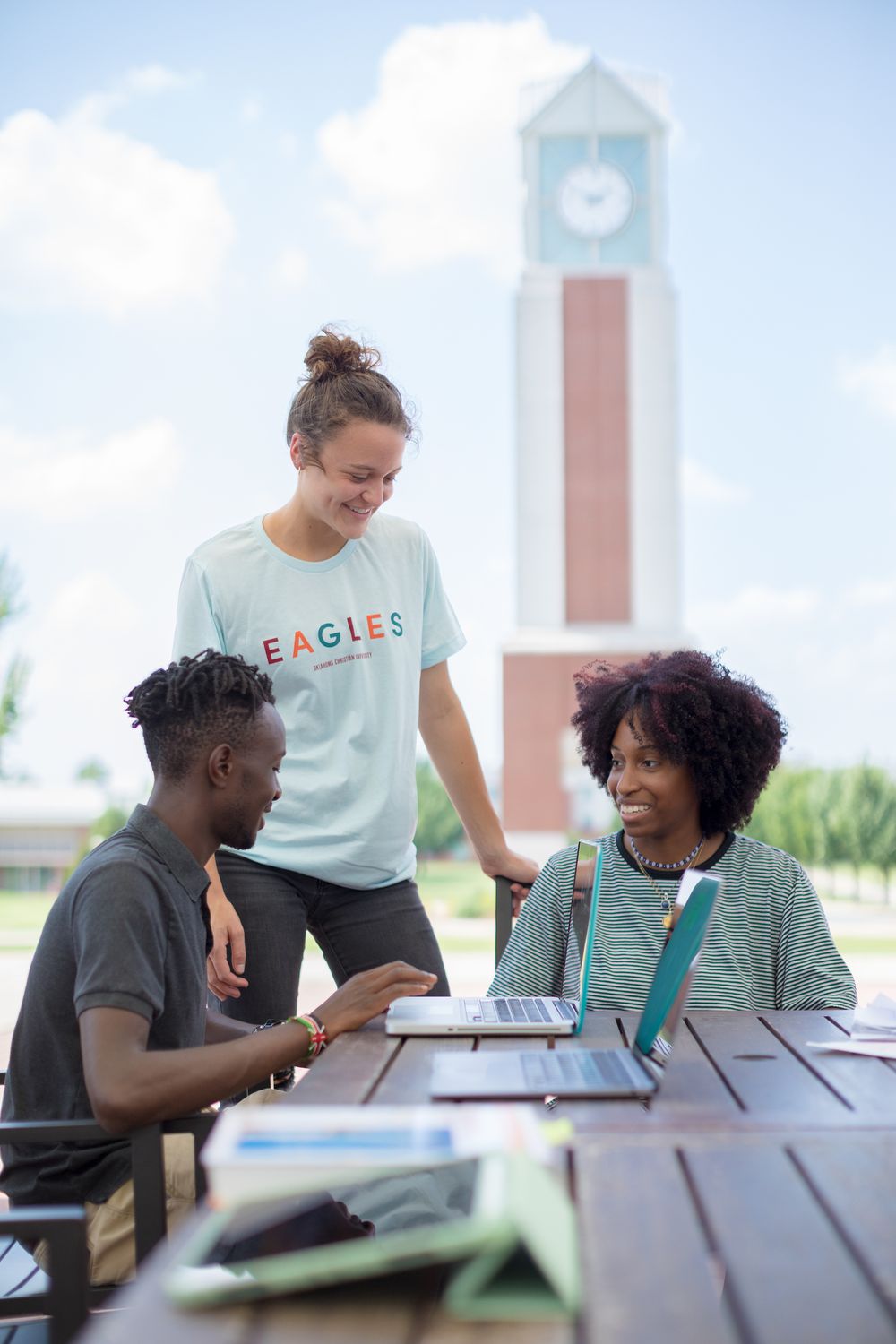 Students talking outdoors