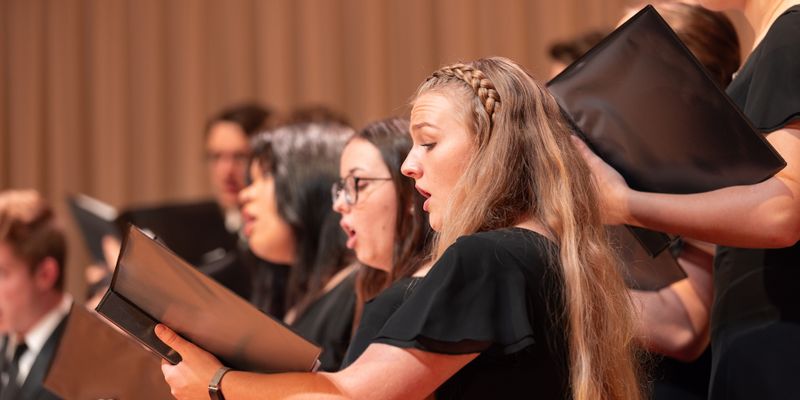 Student singing at recital