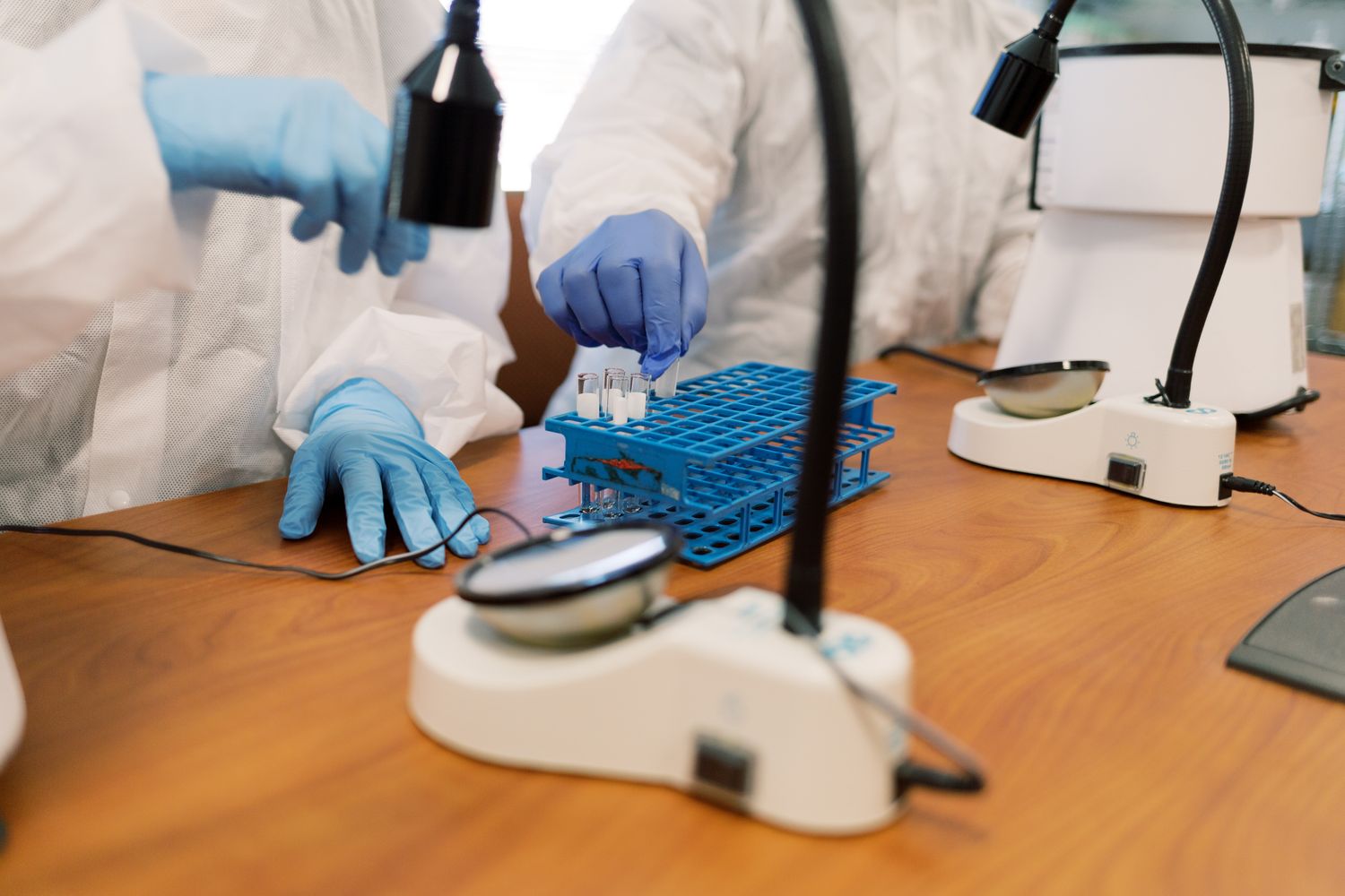 Students using lab equipment