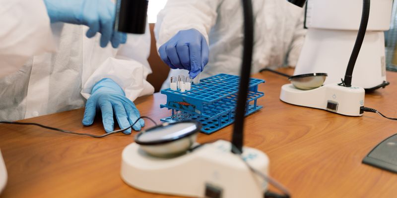 Students using lab equipment