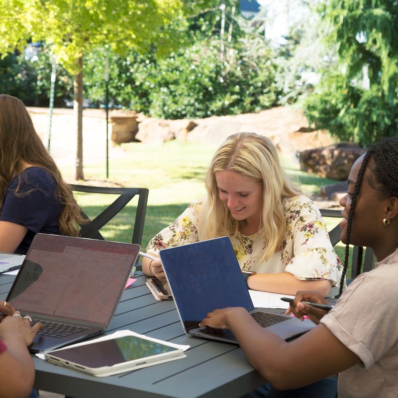 Girls studying