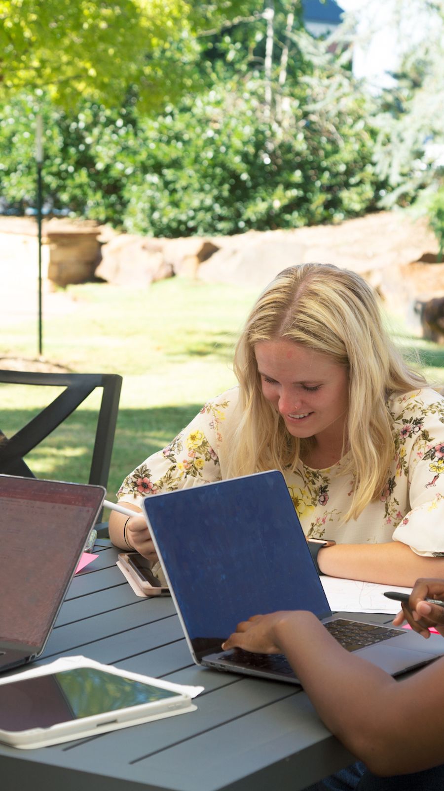 Girls studying