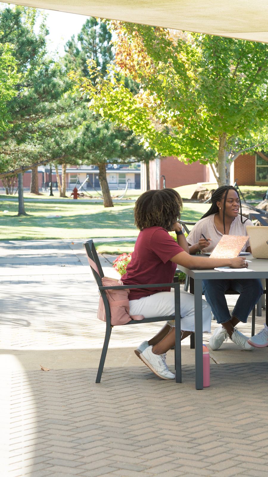 Girls Studying Outside