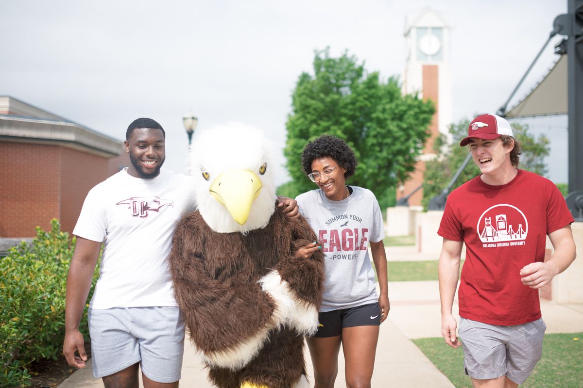 Walking students with Ike