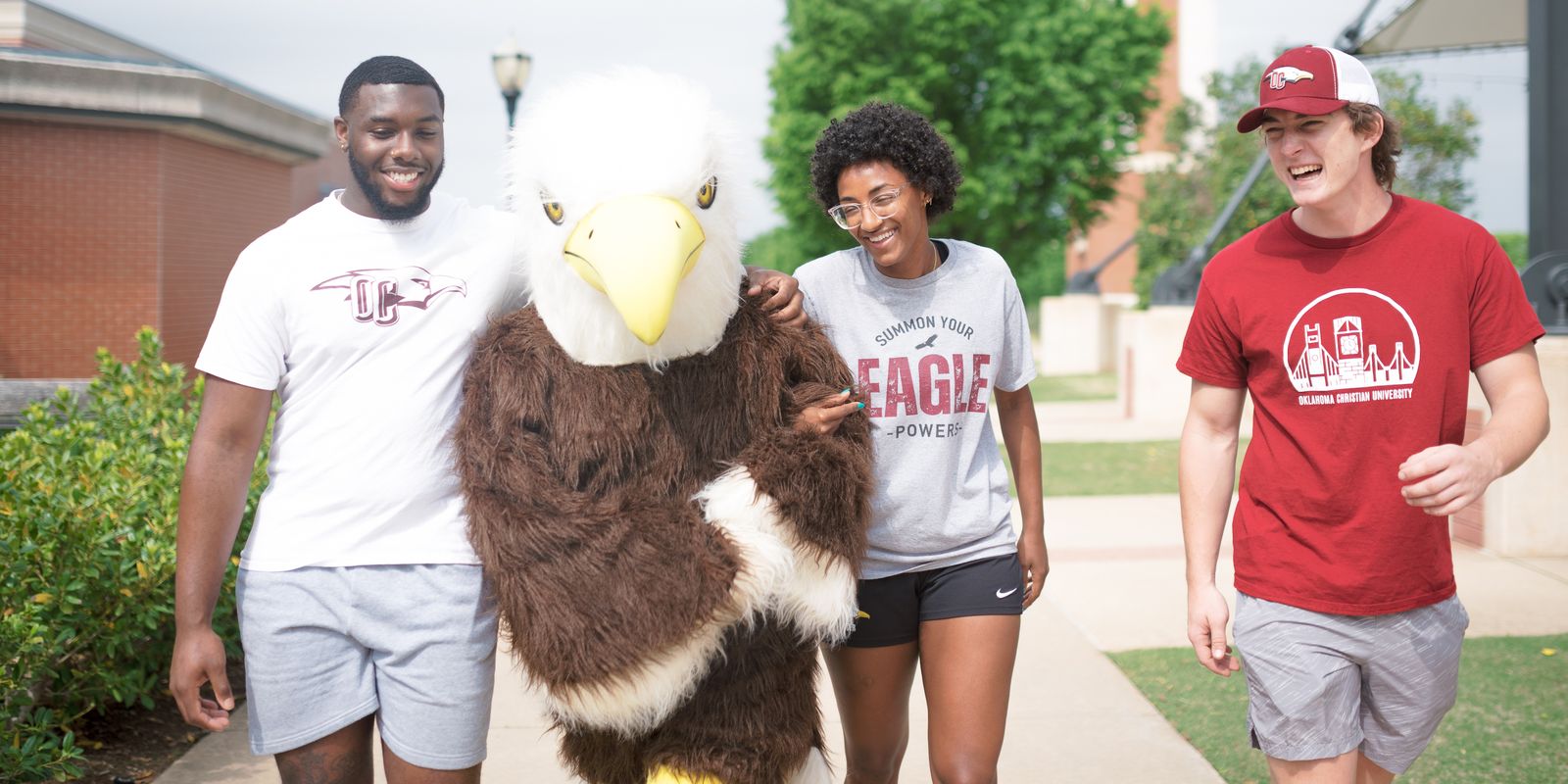 Walking students with Ike