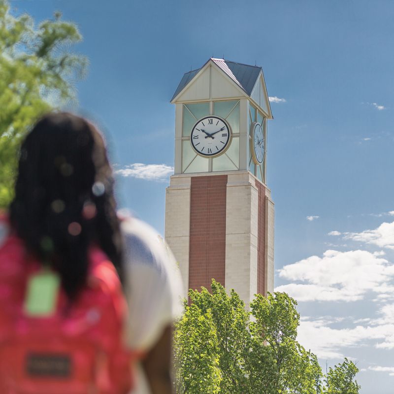 Clocktower with students
